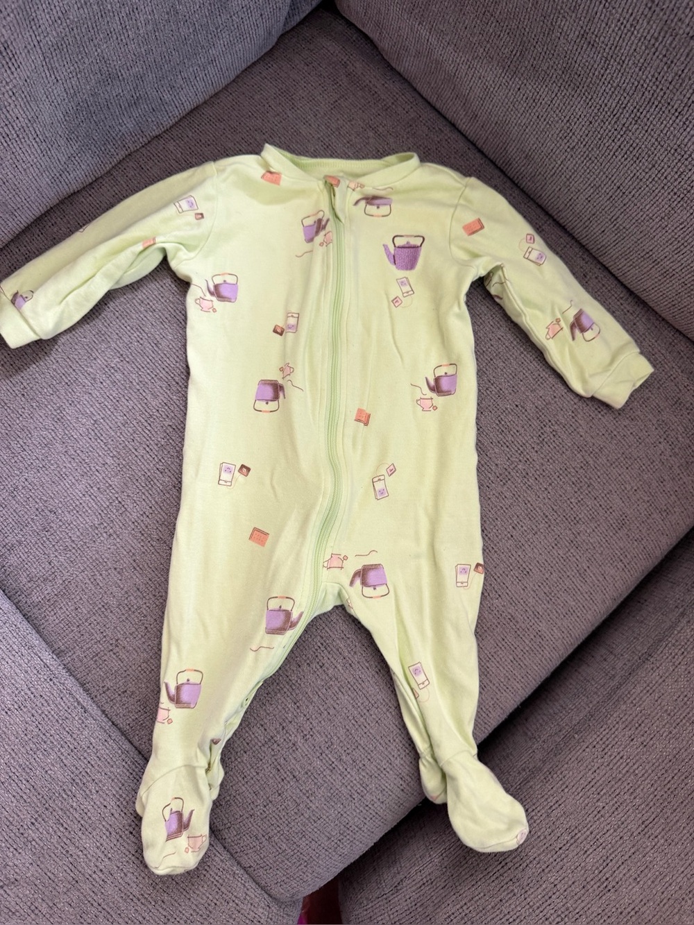 Light Green Baby Footed One-Piece Pajamas
